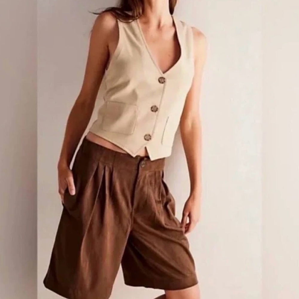 We The Free Small Shorts, Straight on Suede, Vegan, Chestnut Brown, Free People